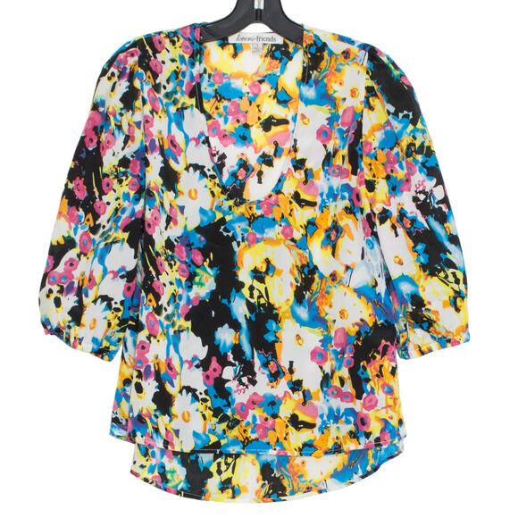 Lovers + Friends Womens Top Floral Scoop Neck High Low Watercolor Size Small FF - Picture 6 of 6